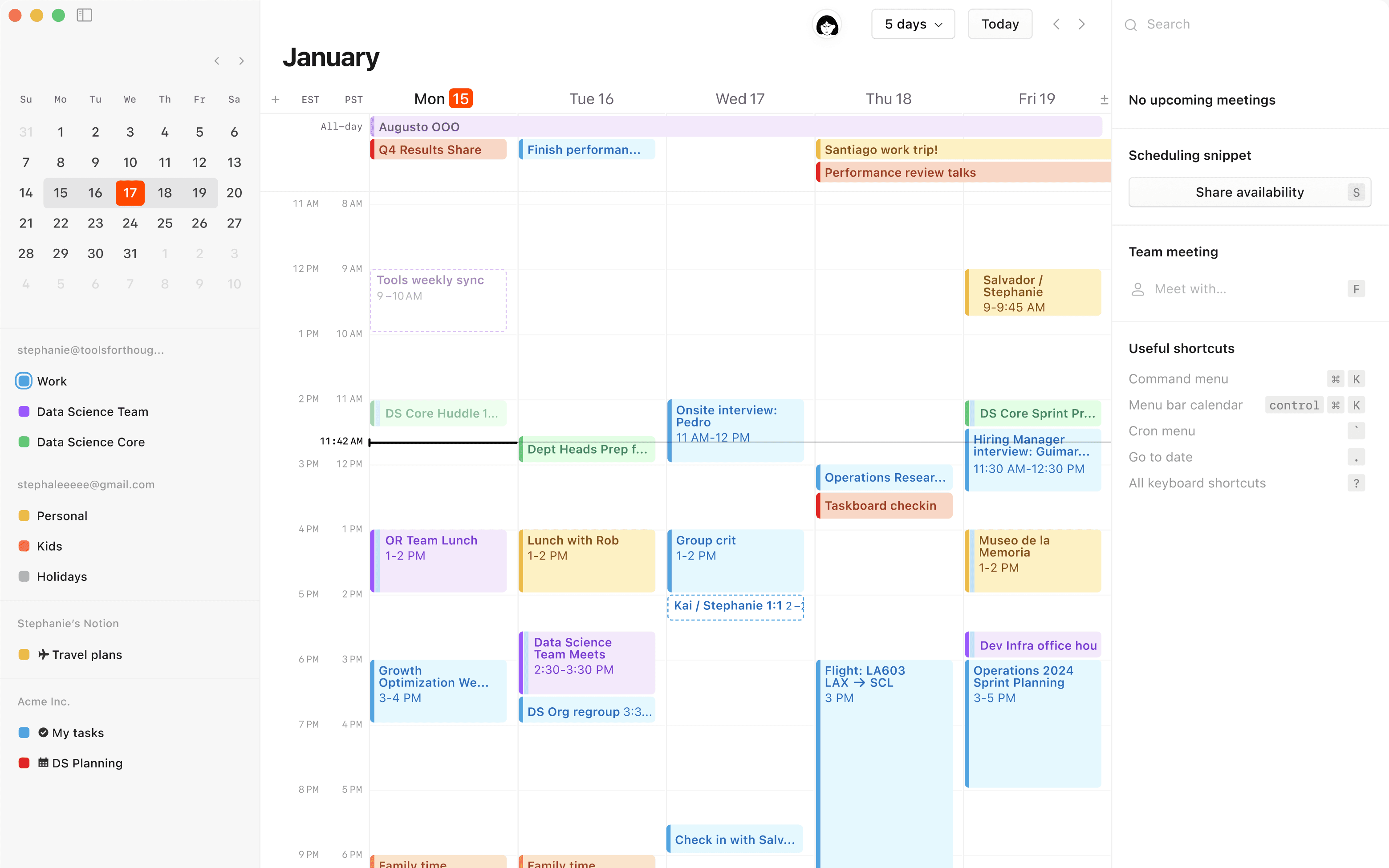 Ein Screenshot von Notion Calendar auf dem Desktop
