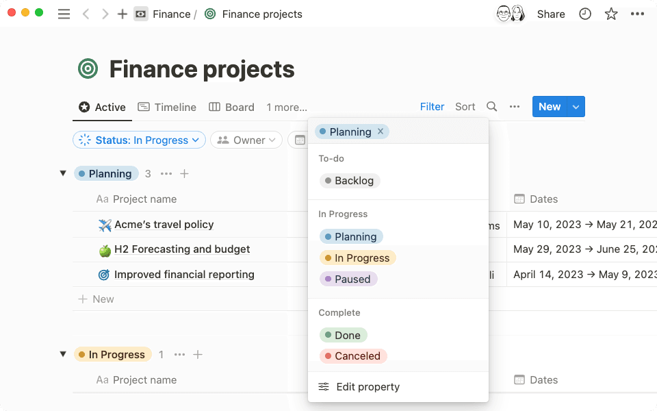 Add a custom status to keep everyone up to speed on projects and tasks.